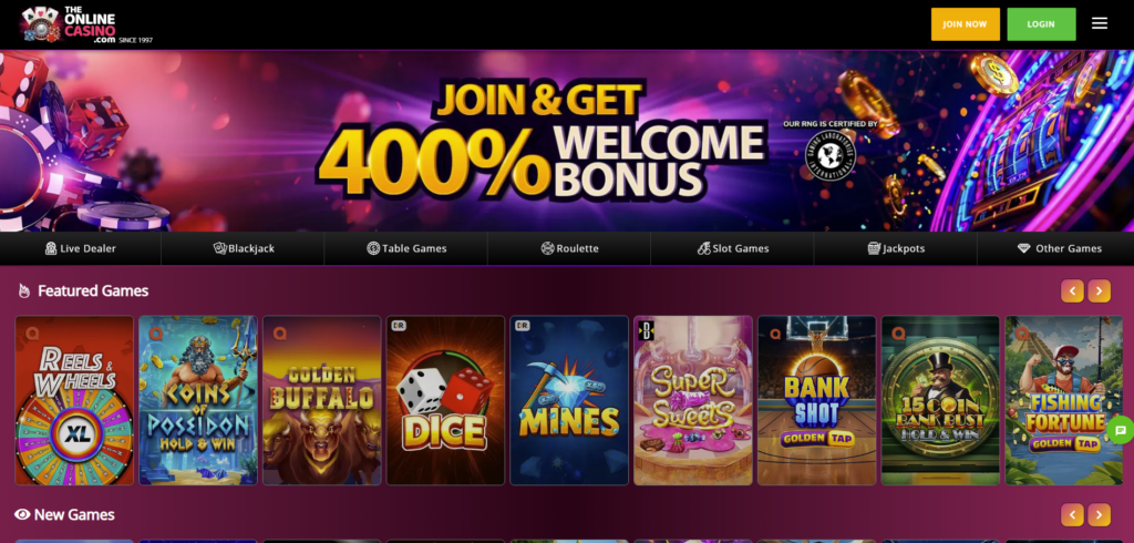 TheOnlineCasino.com - top casino site for live dealer games